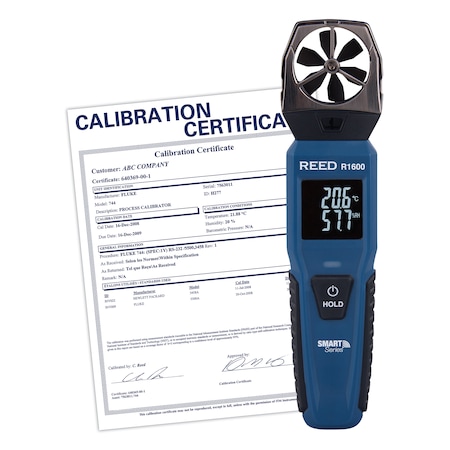 Reed Instruments REED Vane Anemometer, Bluetooth Smart Series, includes ISO Certificate R1600-NIST